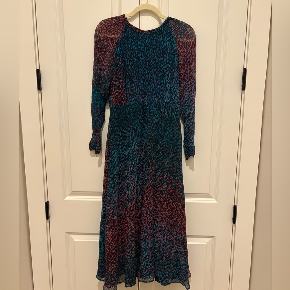 LK Bennett Red and Blue Long Sleeve Dress